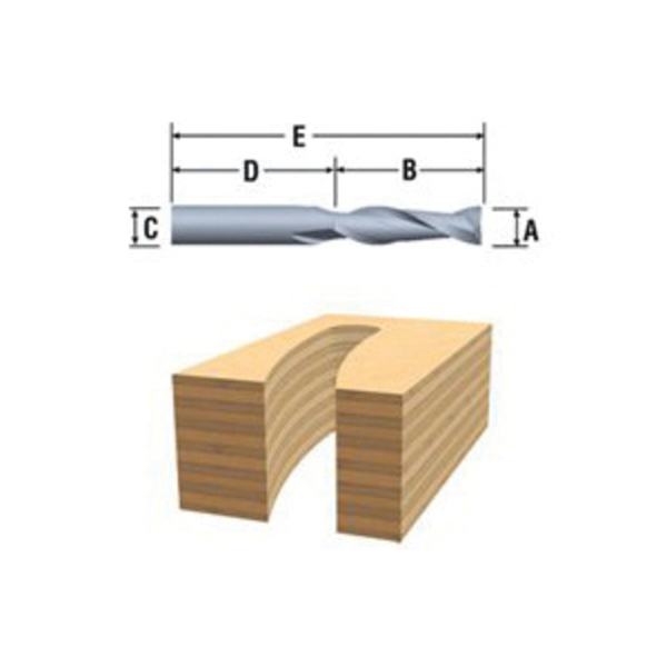 S-B Power Tool Co Bosch Router Bit, 1/4 in Dia Cutter, 2-1/2 in OAL, 1/4 in Dia Shank, 2-Cutter, Carbide 85911MC